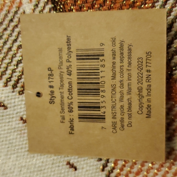 Fall Tapestry Placemats Set of 4 - Picture 4 of 6